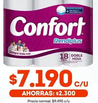 Tottus CONFORT papel higiénico doble hoja rendiplus oferta