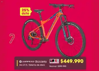 Abcdin Sunpeed Bicicleta Aro 27.5 / Sistema de Disco oferta