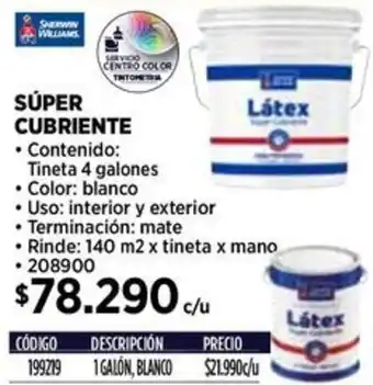 Construmart Sherwin williams súper cubriente oferta