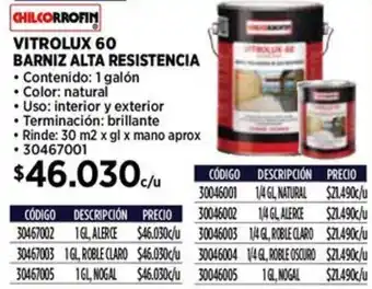 Construmart Chilcorrofin vitrolux 60 barniz alta resistencia oferta