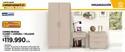 Construmart Combo nevada closet + comoda + velador oferta