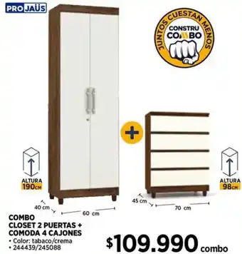 Construmart Combo closet 2 puertas oferta