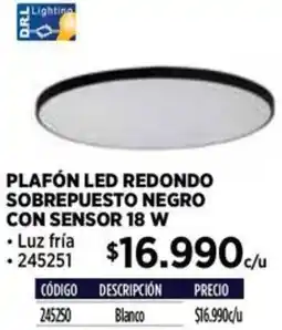 Construmart Plafón led redondo sobrepuesto negro con sensor oferta