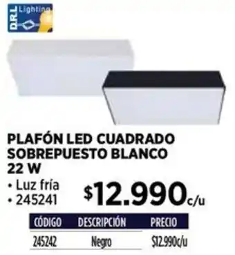 Construmart Plafón led cuadrado sobrepuesto blanco oferta