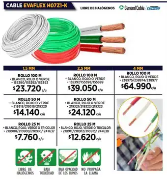 Construmart Cable evaflex h07z1-k oferta