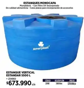 Construmart Estanques monocapa estanque vertical estandar oferta