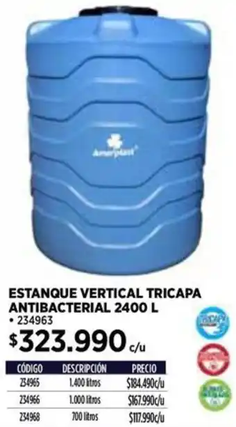 Construmart Estanque vertical tricapa antibacterial oferta