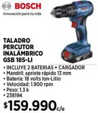 Construmart Bosch taladro percutor inalámbrico oferta