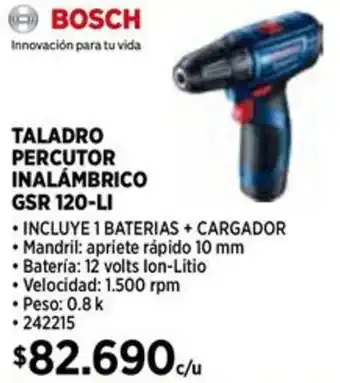 Construmart Bosch taladro percutor inalámbrico oferta