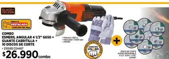 Construmart Black+ decker combo esmeril angular 4 1/2” g650 + oferta