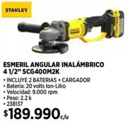 Construmart Stanley esmeril angular inalámbrico oferta