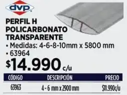 Construmart Perfil h policarbonato transparente oferta