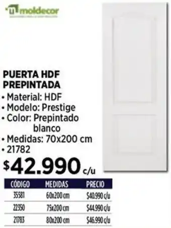 Construmart Puerta hdf prepintada oferta