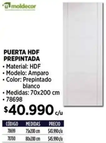 Construmart Moldecor puerta hdf prepintada oferta