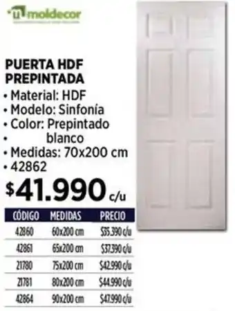 Construmart Moldecor puerta hdf prepintada oferta