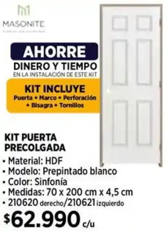 Construmart Masonite kit puerta precolgada oferta