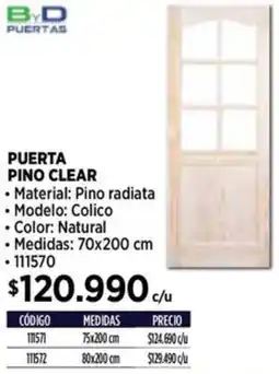 Construmart Puerta pino clear oferta