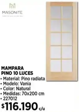 Construmart Masonite mampara pino 10 luces oferta