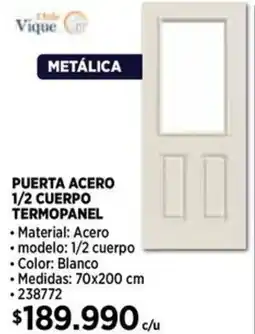 Construmart Metálica puerta acero 1/2 cuerpo termopanel oferta