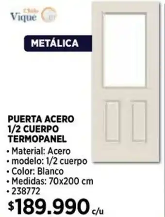 Construmart Metálica puerta acero 1/2 cuerpo termopanel oferta