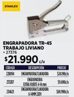 Construmart Stanley engrapadora tr-45 trabajo liviano oferta