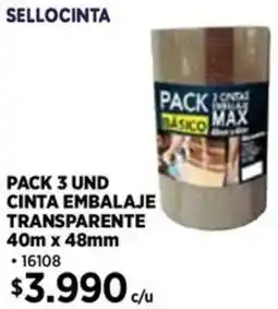 Construmart Sellocinta pack 3 und cinta embalaje transparente oferta