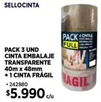 Construmart Sellocinta pack 3 und cinta embalaje transparente oferta