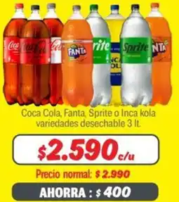 Mayorista 10 Coca cola, fanta, sprite o inca kola variedades desechable oferta