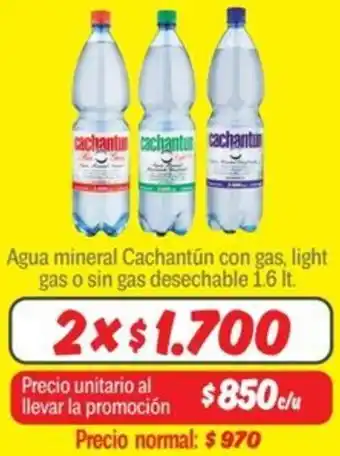 Mayorista 10 Agua mineral cachantún con gas, light gas o sin gas desechable oferta