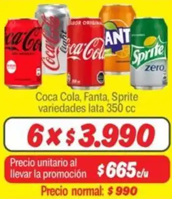 Mayorista 10 Coca cola, fanta, sprite variedades lata oferta