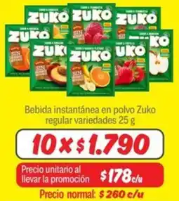 Mayorista 10 Zuko bebida instantánea en polvo regular variedades oferta