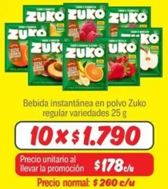 Mayorista 10 Zuko bebida instantánea en polvo regular variedades oferta