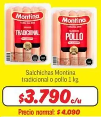 Mayorista 10 Montina salchichas tradicional o pollo oferta