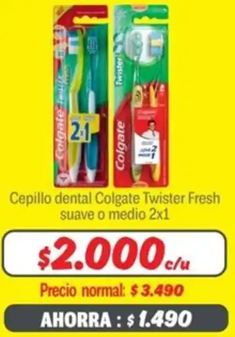 Mayorista 10 Cepillo dental colgate twister fresh suave o medio oferta