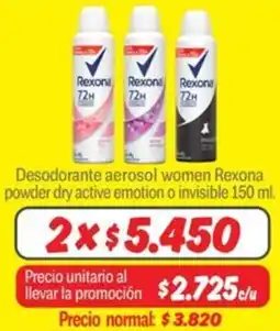 Mayorista 10 Rexona desodorante aerosol women powder dry active emotion o invisible oferta