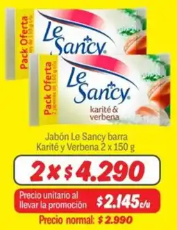 Mayorista 10 Le sancy jabón barra karité y verbena oferta