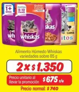 Mayorista 10 Whiskas alimento húmedo variedades sobre oferta