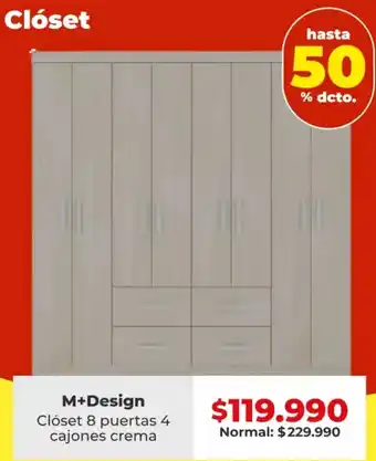 Easy M+design clóset 8 puertas 4 cajones crema oferta