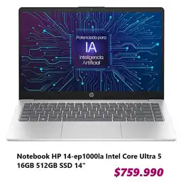 Abcdin Notebook hp 14-ep1000la intel core ultra 5 oferta