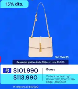 Duty Free (Travel Club) Guess cartera james logo convertible xbody flap beige talla única oferta