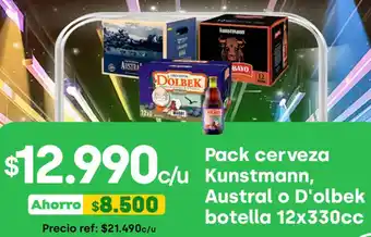 Jumbo Pack cerveza kunstmann, austral o d'olbek oferta