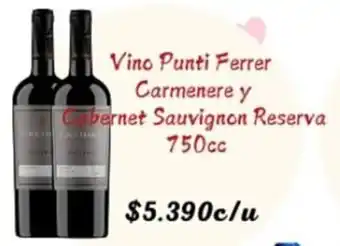 Supermercados Romanini Vino punti ferrer carmenere y bernet sauvignon reserva oferta