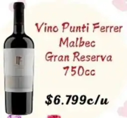 Supermercados Romanini Vino punti ferrer malbec gran reserva oferta