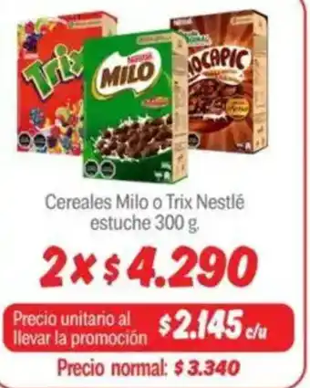 Mayorista 10 Cereales milo o trix nestlé estuche oferta