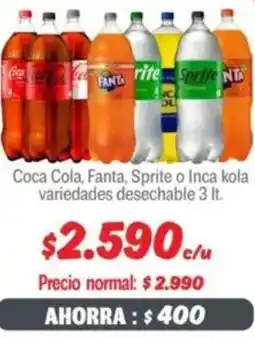 Mayorista 10 Coca cola, fanta, sprite o inca kola variedades desechable oferta