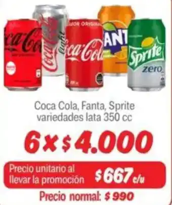 Mayorista 10 Coca cola, fanta, sprite variedades lata oferta