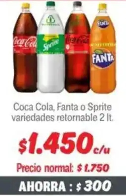 Mayorista 10 Coca cola, fanta o sprite variedades retornable oferta