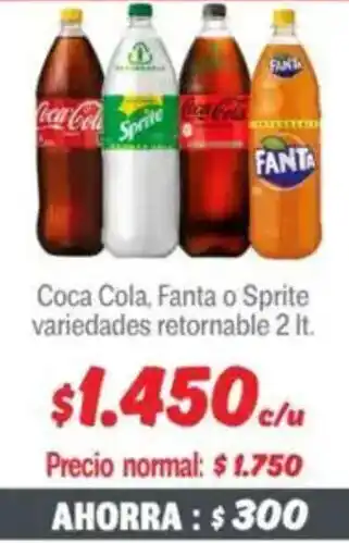 Mayorista 10 Coca cola, fanta o sprite variedades retornable oferta