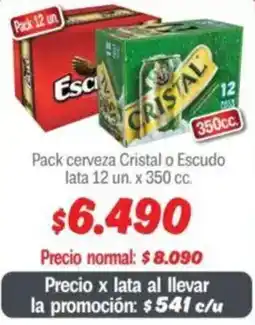 Mayorista 10 Cristal o escudo pack cerveza lata oferta