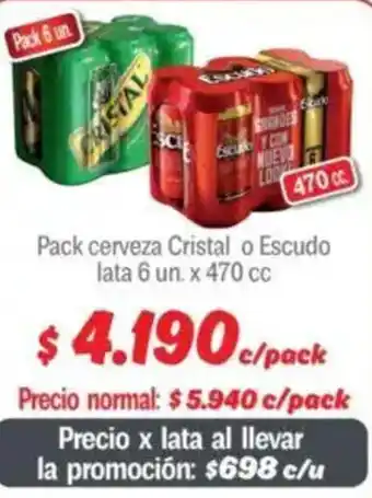 Mayorista 10 Cristal o escudo pack cerveza lata oferta